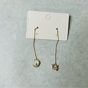Moon and star hanging earrings